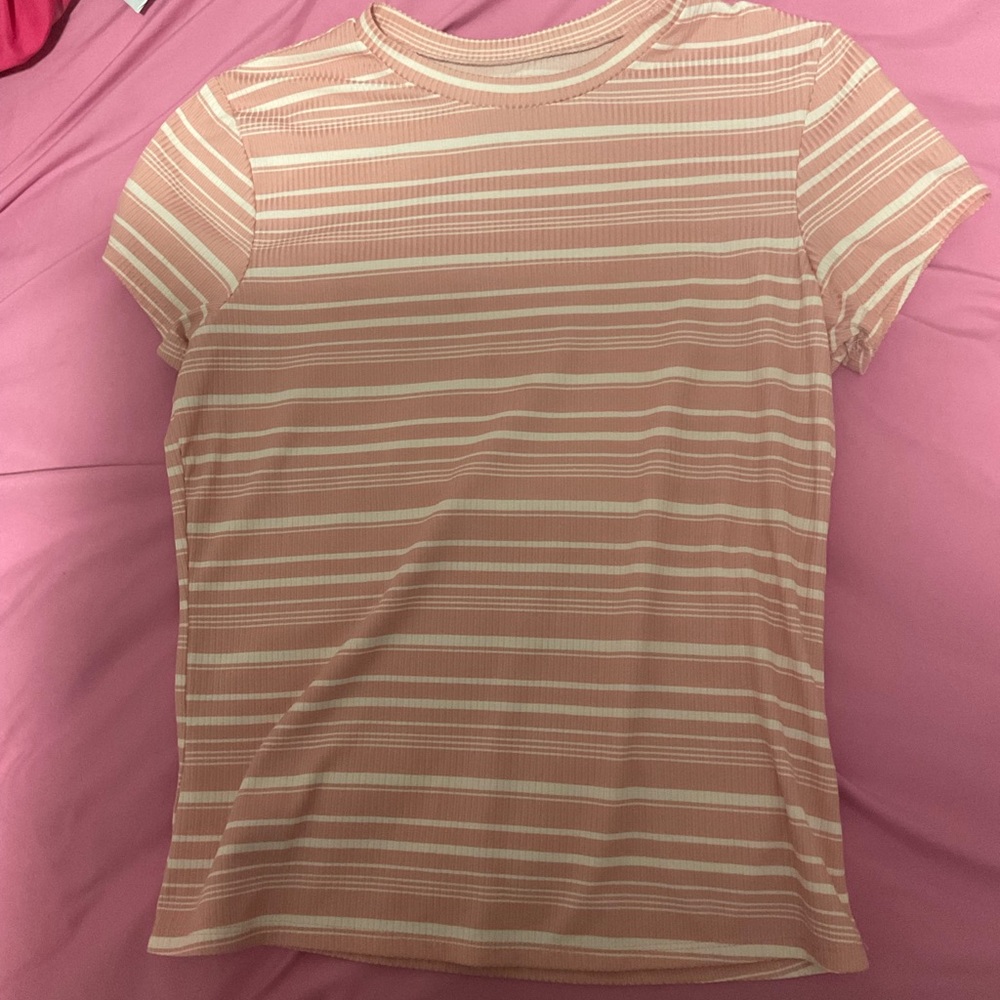 Pink and White Blouse